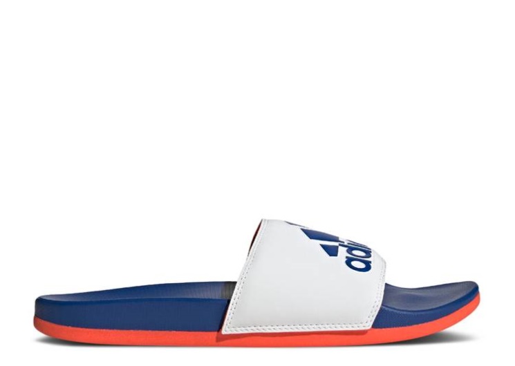 Adidas Adilette Comfort Slide - White Royal Blue Solar Red