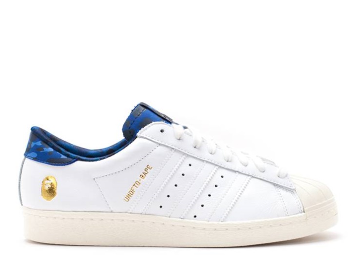 Adidas Undefeated X A Bathing Ape X Superstars 80V - White Blue