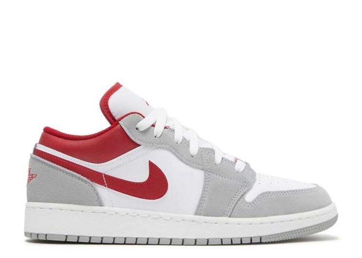 Air Jordan 1 Low Se Gs - Light Smoke Grey Gym Red