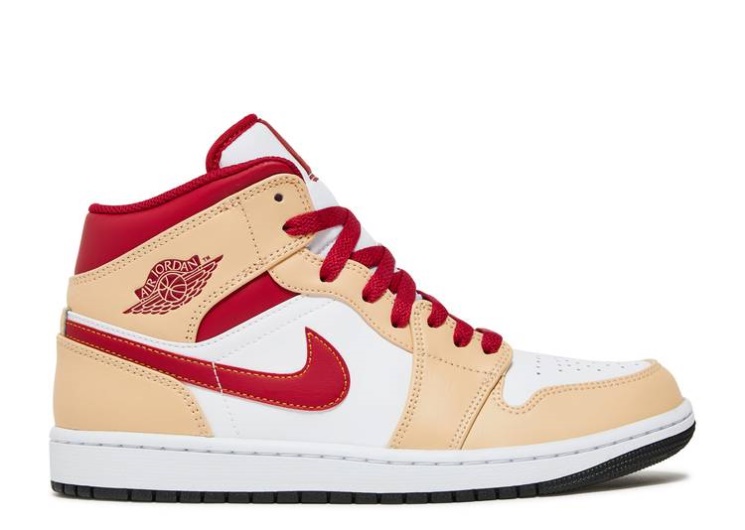 Air Jordan 1 Mid - Light Curry Cardinal Red