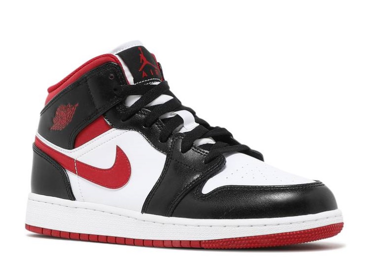 Air Jordan 1 Mid Gs - Black Gym Red