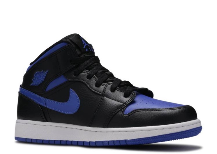 Air Jordan 1 Mid Gs - Black Hyper Royal