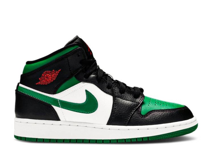 Air Jordan 1 Mid Gs - Black Pine Green