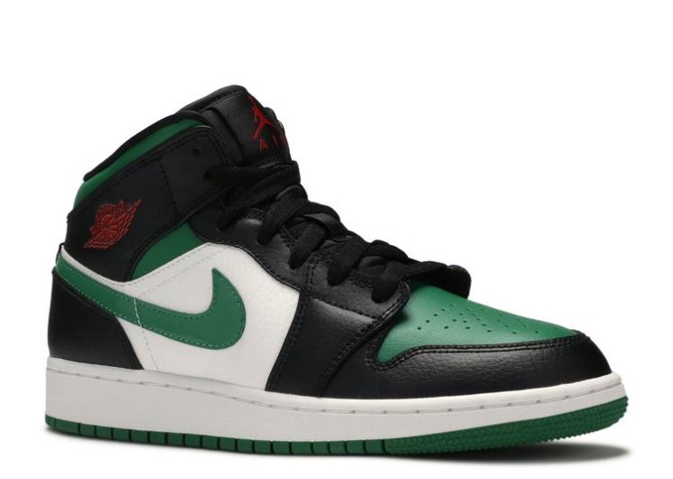 Air Jordan 1 Mid Gs - Black Pine Green