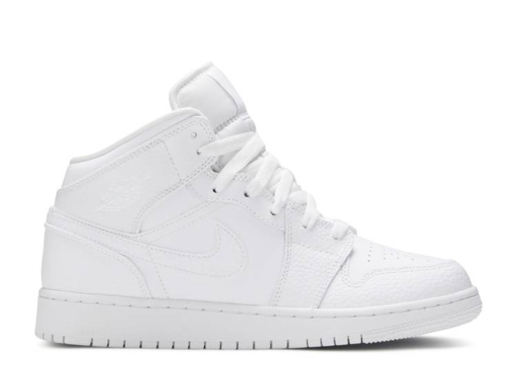 Air Jordan 1 Mid Gs - Triple White