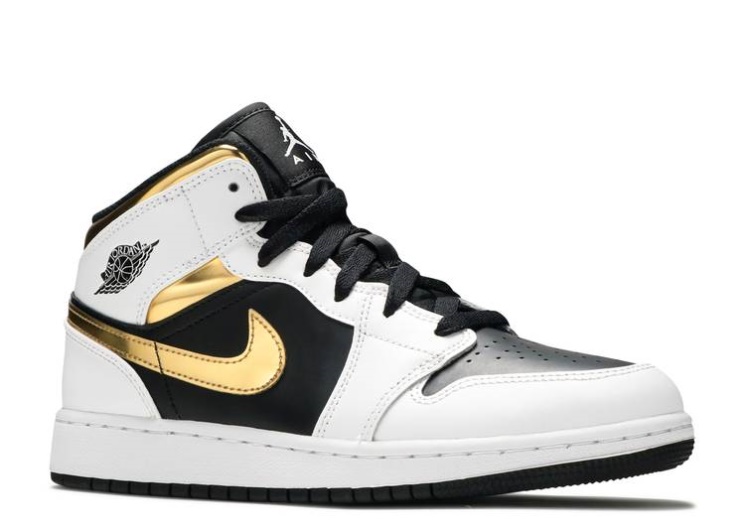 Air Jordan 1 Mid Gs - White Gold