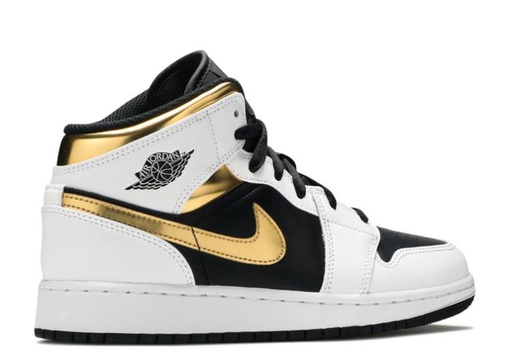 Air Jordan 1 Mid Gs - White Gold