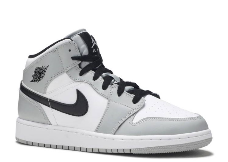 Air Jordan 1 Mid Gs Light Smoke Grey/Black/White