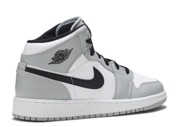 Air Jordan 1 Mid Gs Light Smoke Grey/Black/White