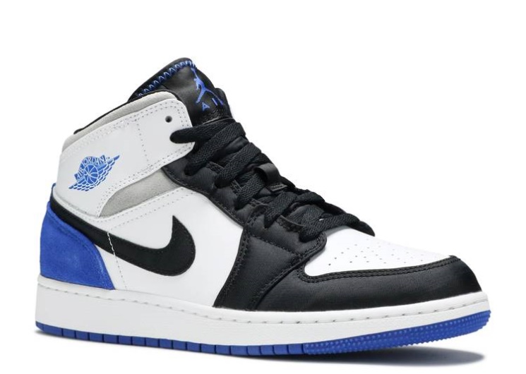 Air Jordan 1 Mid Se Gs - Royal Black Toe