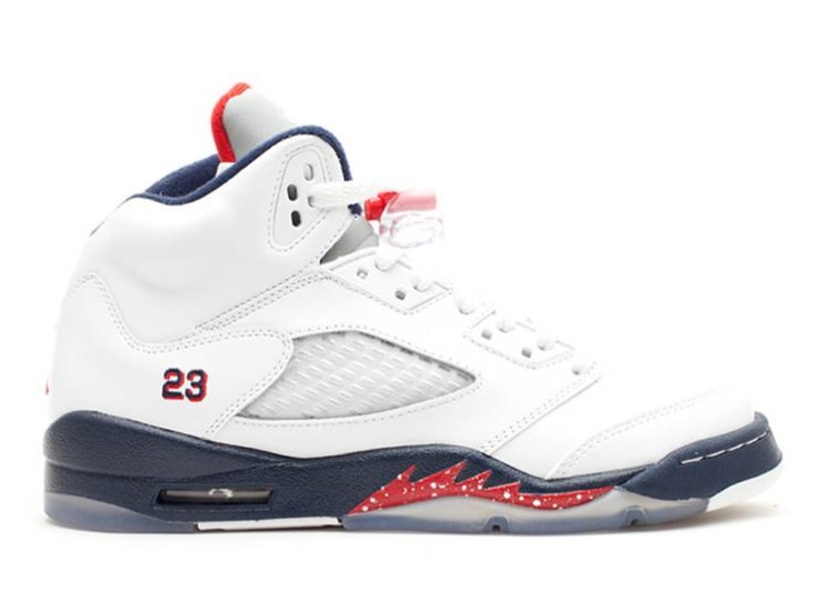 Air Jordan 5 Retro Gs - Olympic White/Varsity Red/Md Navy