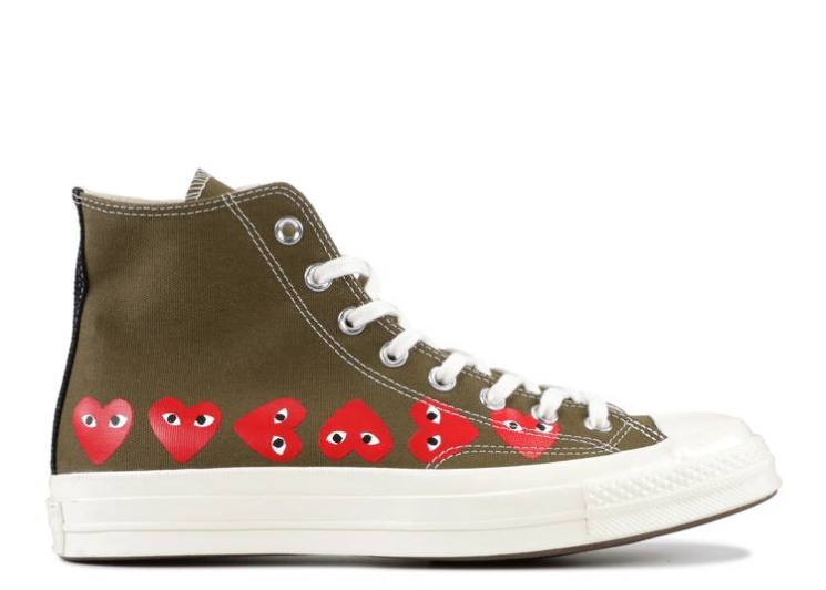 Converse Comme Des Garçons Play X Chuck 70 Hi Top - Multi Heart Brown/Khaki