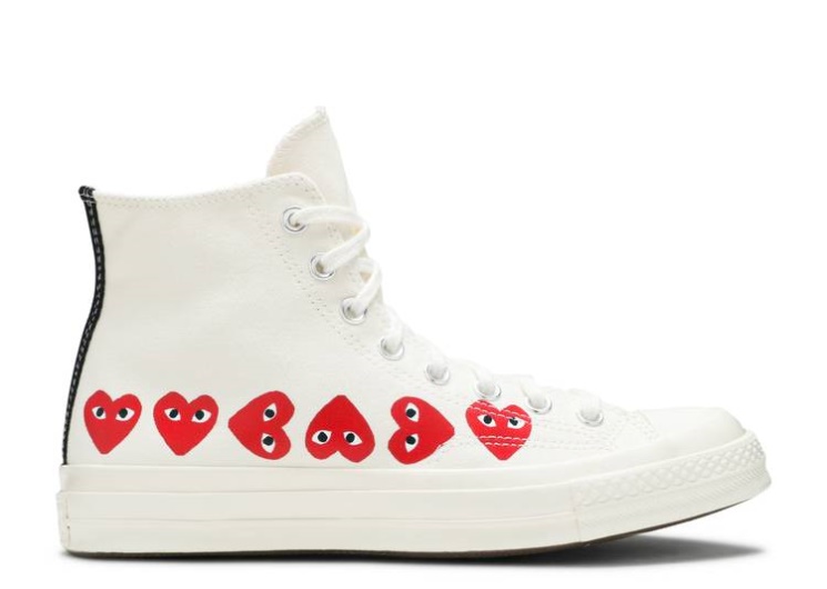 Converse Comme Des Garçons Play X Chuck 70 Hi Top - Multi Heart White