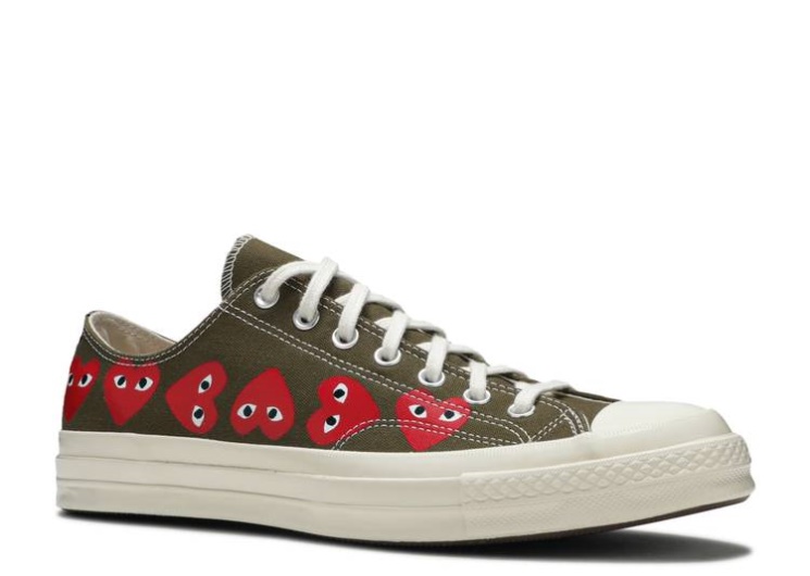 Converse Comme Des Garçons Play X Chuck 70 Low Top - Multi Heart Khakhi Green