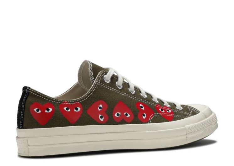 Converse Comme Des Garçons Play X Chuck 70 Low Top - Multi Heart Khakhi Green