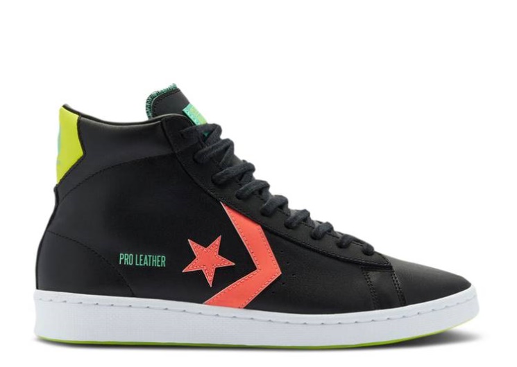 Converse Pro Leather High - Hi-Vis Collection Black/Lemon Venom/White