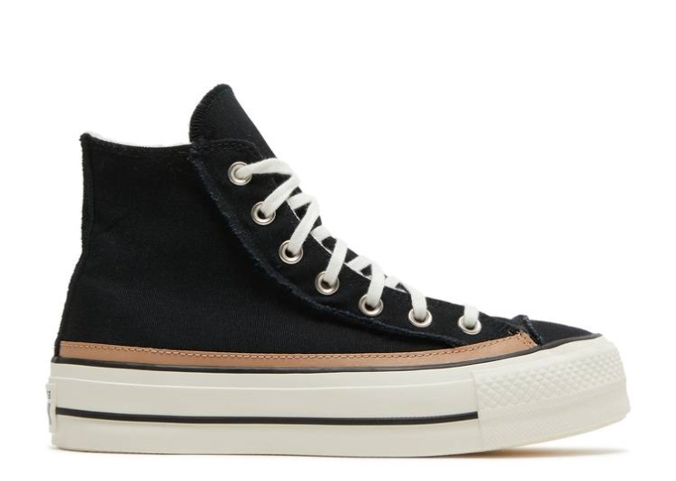 Converse Wmns Chuck Taylor All Star Raw Edge Platform High - Black Champagne Tan