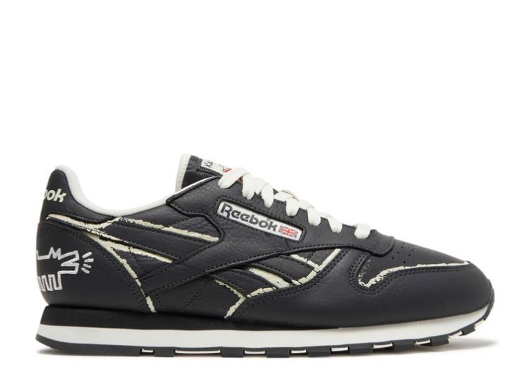Reebok Keith Haring X Classic Leather - Dog Blackboard Chalk Drawing