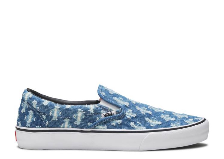 Vans Supreme X Slip-On - Blue Hole Punch Denim