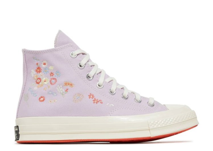 Wmns Chuck 70 High - Embroidered Floral Print Pale Amethyst/Multi/Egret
