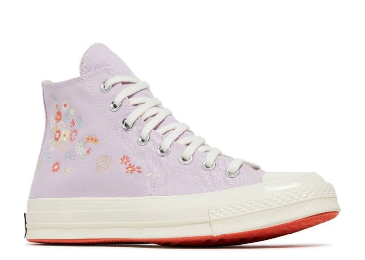 Wmns Chuck 70 High - Embroidered Floral Print Pale Amethyst/Multi/Egret