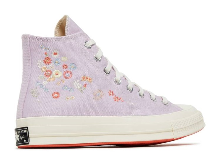 Wmns Chuck 70 High - Embroidered Floral Print Pale Amethyst/Multi/Egret