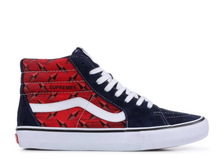Vans Supreme X Sk8-Hi Pro - Diamond Plate Navy Red