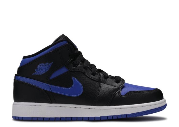 Air Jordan 1 Mid Gs - Black Hyper Royal