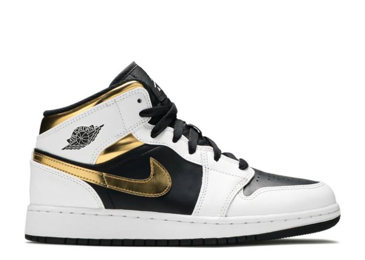 Air Jordan 1 Mid Gs - White Gold