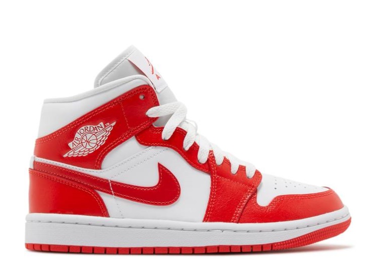 Wmns Air Jordan 1 Mid White/Habanero Red