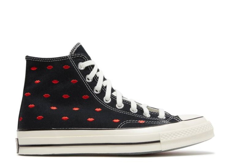 Chuck 70 Embroidered Lips High - Love Me Black/University Red/Egret