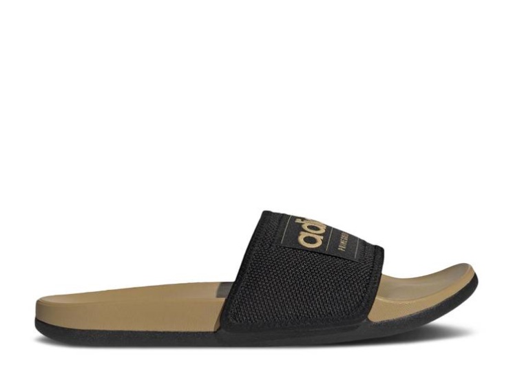 Adidas Adilette Comfort Slides - Black Golden Beige