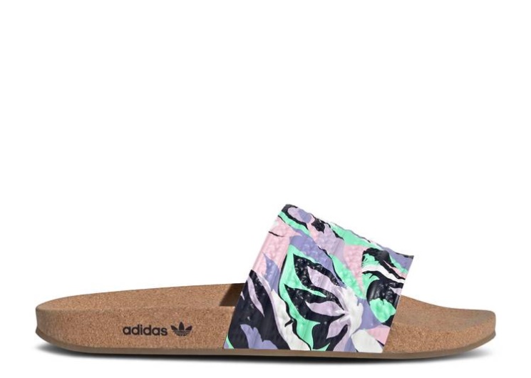Adidas Adilette Slide - Cork Pulse Mint/Legend Ink/Purple
