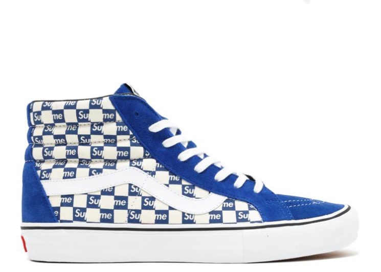 Vans Supreme X Sk8-Hi Pro - Checkered Blue