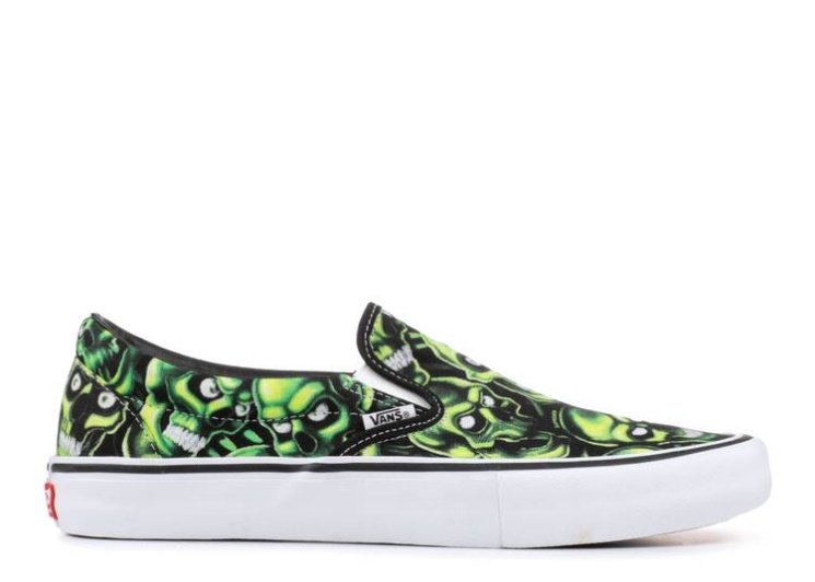 Vans Supreme X Slip-On - Glow-In-The-Dark Skull Pile